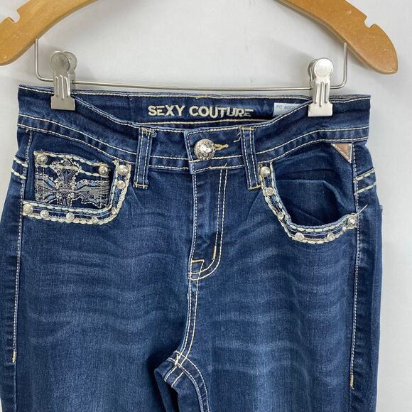 Sexy Couture Boot Fit Size 9 Western Jeans Embelish Bling Embroidery Backpocket - Picture 6 of 11